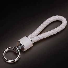 Keychains Lanyards Simple Leather Keychains Unisex Weave Lanyard Keyring Men Women Car Key Holder Key Cover Auto Keyring Accessories Gift J240509