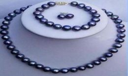 black TAHITIAN 910 mm SOUTH SEA Pearl necklace bracelet earring set 18quot 75quot31358154199465