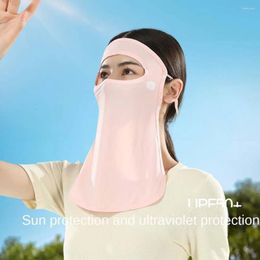Scarves UPF50 Silk Mask Fashion Solid Color Anti-Ultraviolet Face Cover UV Protection Hanging Ears Sunscreen Scarf Women