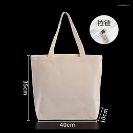 Shopping Bags (50pcs/Lot) Wholesale Cotton Canvas Cloth Reusable Tote With Zipper