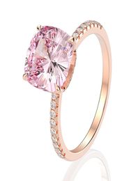 Brand Designer Womens S925 Sterling Silver Rings Women Fashion Gold Plating Pink Diamond Ring European and American Style Lady Zir3653206