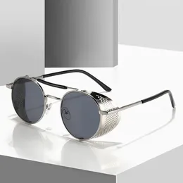 Sunglasses 2024 Steampunk Side Wind Proof Mesh Flip Round Metal