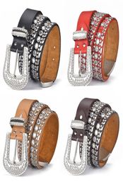 Belts Goth Rhinestone Women Faux Leather Western Y2K Girls Belt For Jeans Men Drop5544622