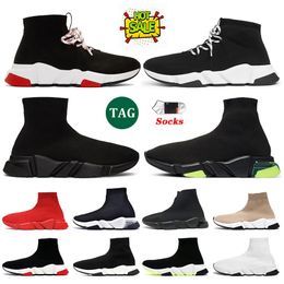 2024 designer high cut socks shoes women men speed platform trainers triple s black white clear sole graffiti lace-up paris sock loafers knit jogging sneakers tennis