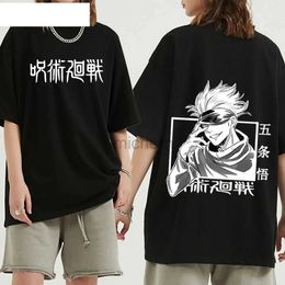 Men's T-Shirts Popular Japanese anime Jujutsu Kaisen T-shirt Mens Kawaii Yuji Itadori Cartoon Gojo Satoru Graphic T-shirt Fashion Neutral Cotton T-shirt d240509