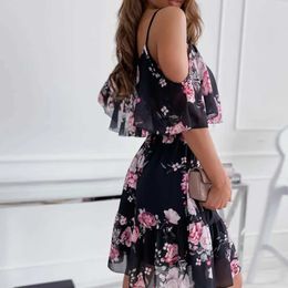 Basic Casual Dresses Two Piece Dress Fashionable mini dress with floral print and tassel edge colorful knee top short sleeved womens dress spaghetti shoulder s