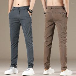 Men's Pants Spring Summer Lyocell Fabric Mens Casual Hight Quality Fashion Slim Business Trousers Brand Elastic Soft