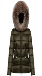 Women Nylon Short Down Jacket Zipper Closure Pockets BeltThick Warm Coat Classic Designer Lady Fur Hood Long Winter Outwear2885467