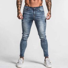 Men's Jeans Gingtto Mens Skinny Jeans Faded Blue Middle Waist Classic Hip Hop Stretch Pants Cotton Comfortable Dropshipping Supply zm46 T240508