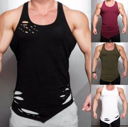 Summer 2021 Men039s Gym clothing Casual Square Collar Tank Top Tees Fitness Vest Red White Black Singlet Men Tank Tops Street W5191034