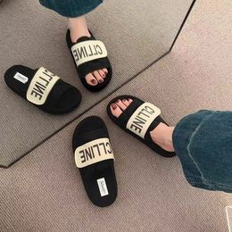 Super Popular Brand Thick Soled Sandals For Women's Summer Outerwear Fashion Matching Skirt 2024 New French Style Flat Bottomed Slippers For Outdoor Wear