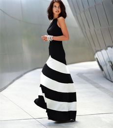 10pcs Black and white striped maxi dress womens backless dress summer dresses formal dresses Stripes Long Maxi Evening dress M1678950832