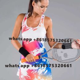 Active Dresses Vestido Beach Tennis 2022 New Women Dress Summer Tennis Sport Run Pull And Slide Breathable Fit Comfort Dress With Shorts Suit Y240508