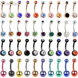 Navel Rings 5/10/20Piece Zircon 14G Belly Piercing Lot Surgical Steel Crystal Belly Button Ring Bar Navel Piercing Set Mix Piercings Ombligo d240509