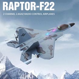 Top P530 2.4G 2CH RC Aeroplane Raptor F22 Warplane Version LED Light With Gyroscope Toys A Gift For Boys with Easy Flying 240508