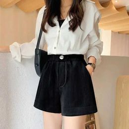 Women's Shorts Shorts Women Corduroy Shorts Womens Autumn And Winter High Waist Loose A- Line Bootcut Pants Casual Shorts Ropa Mujer Y240504