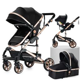 Strollers# Baby Stroller 3 in 1 luxury baby strollers High Landscape Stroller Folding strollers baby trolley baby pram T240509