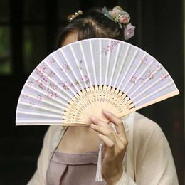 Chinese Style Products Vintage Chinese Style Folding Fan Craft Wedding Party Bamboo Printed Hand Fan Girl Women Dance Tassel Fan Photo Props Home Decor