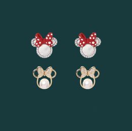 Stud Bow Cute Earrings Whole Pearl Mouse Crystals Cartoon Jewelry For Women 2021 Trend Anime Charm Wedding Accessories8066438