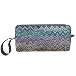 Storage Bags Cute Home Bohemian Travel Toiletry Bag For Women Zigzag Boho Pastel Makeup Cosmetic Organiser Beauty Dopp Kit