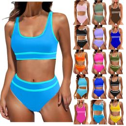 Women's Swimwear Bathing Suit For Women High Waisted Bikini Sets Sporty Two Piece Swimsuits Colour Block Cheeky Cut Suits