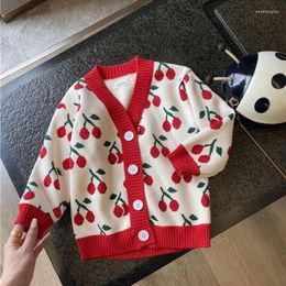 Jackets 2 To 8years Kids Girls Sweater Jacket Plus Velvet Fashion Printed Children Knitted Cardigan Coat Fall Winter Plush Boys Clothing