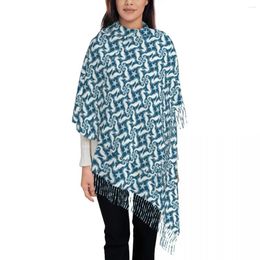 Scarves Animal Scarf With Tassel Blue Sealife Print Warm Soft Shawls And Wrap Womens Wraps Autumn Casual Bufanda