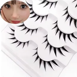 False Eyelashes 5 Pairs Wet Naturally Wear Extension Everyday Sharp Tail Thick Simulation Cross Makeup Lashes