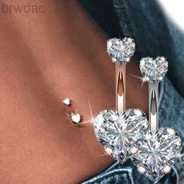 Göbek Yüzükleri 1 PC Çelik Göbek Düğmesi Halkalar Kristal Piercing Göbek Kalp Tarzı Göbek Delme Küpe Göbek Delici Seksi Vücut Takı Ombligo D240509