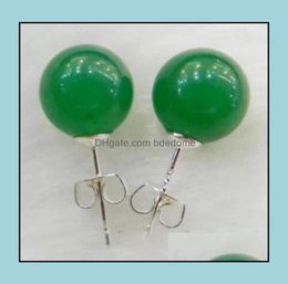 Stud Earrings Jewelry Genuine 10Mm Natural Green Jadeite Jade 925 Solid Sier Aaa Drop Delivery 2021 Jpvfw4525646