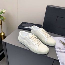 YSL with Box Designer Luxury Canvas Court Classic Sl/06 Distressed Shoes 2024ss Embroidered Low Top Leather Sneakers Ag