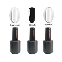 Black color Gel+Base coat+Top coat 15 ml 3 pieces per set 3 steps long lasting Gel polish