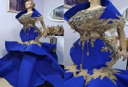 Aso Ebi Mermaid Plus Size Prom Dresses African Luxury Royal blue Beaded Lace Black Girls african Party evening Gowns6284660