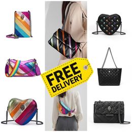 Sacca da designer di spedizioni gratis croce corpo kurt geiger borse per il cuore borse di lusso shopping in pelle arcobaleno spalla spalla bumbag da viaggio bumbag borsetta rosa