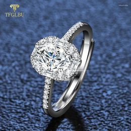 Cluster Rings TFGLBU 1CT Moissanite Doveggs Ring For Women Oval Cut Sparkling Simulated Diamond Band 925 Sterling Sliver Engagement Proposal