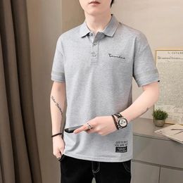 Men's Polos Fashion Lapel Spliced Printed Letter All-match Polo Shirts Men Clothing 2024 Summer Loose Casual Tops Business Tee Shirt