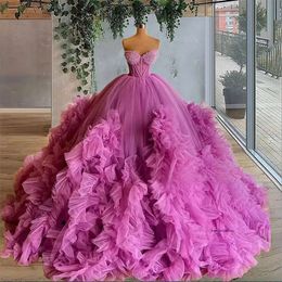 2024 pink Dresses Ball Gown Sweetheart Off Shoulder big ball gown Lace Sequined Crystal Beads Corset Back Dress Sweet 16 Vestido De 15 Anos Quinceanera 0509