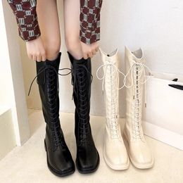 Boots Women 2024 Female Shoes Zipper Sexy Thigh High Heels Rubber Ladies Med Autumn Over-the-Knee Basic Cross-tie