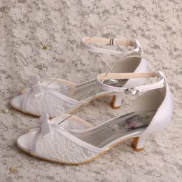 Sandals Wedopus Customized Heel Lace Ivory Wedding Woman Sandal Short Low Summer Shoes 5CM