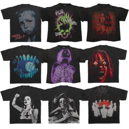 Men's T Shirts Y2K Shirt Harajuku Gothic Hip Hop Printed Oversized Men Women Short Sleeve Tops Retro Clothing Casual Streetwear