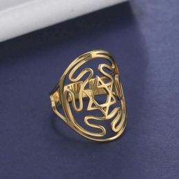 Wedding Rings Skyrim Hecates Wheel Star of David Ring Stainless Steel Adjustable Amulet Moon Goddess Hecate Pagan Wicca Women Men Jewellery