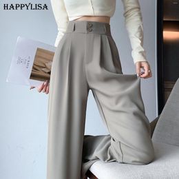 Women's Pants 2024 Women Spring Summer Long Suit Ladies Office High Waist Wide Leg Straight Loose Pant Female Casual Trousers P14