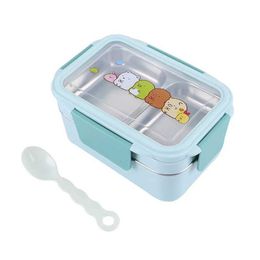 Lunch Boxes Bags Portable Stainless Steel Lunch Box Double Layer Cartoon Food Container Box Microwave Bento Box for Kids Children Picnic School