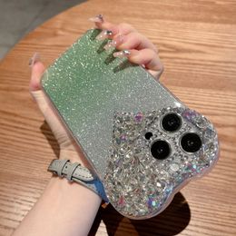 For iPhone15 Promax 13 12 11 Cellphone Cases Love Heart Diamond Rhinaute iphone XR Max 15 Plus Mobile Phone case