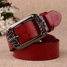 Women's Needle Buckle Leather womens Belt buckles fashion Women's Leisure Decorative Carved mens designer wide belts for wome 307J