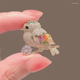 Brooches Full Rhinestone Bird Brooch For Women Girls Crystal Cubic Zirconia Animal Pins Badges Lady Clothing Jewellery