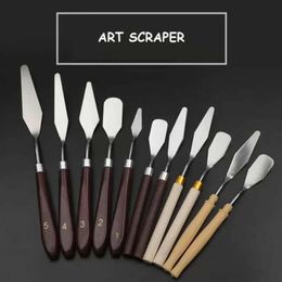 Palette Pieces Knife 5 Set Tools Art Oil Painting Mixing Scraper Stainless Steel Artist Spatula Paint Accessories Brown ist