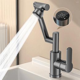 Bathroom Sink Faucets Plastic 360 Degree Rotate Digital Display LED Basin Faucet For And Cold Water Tap Single Handle Vanity