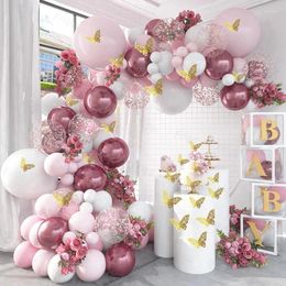 Party Decoration Red Pink Butterfly Balloon Garland Arch Kit Birthday Kids Wedding Decor Baby Shower Girl Latex Baloon