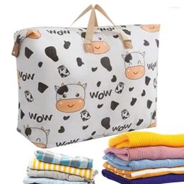 Storage Bags Moving Totes Cow Pattern Packing Supplies With Strong Carrying Handles & Zippers For Clothes